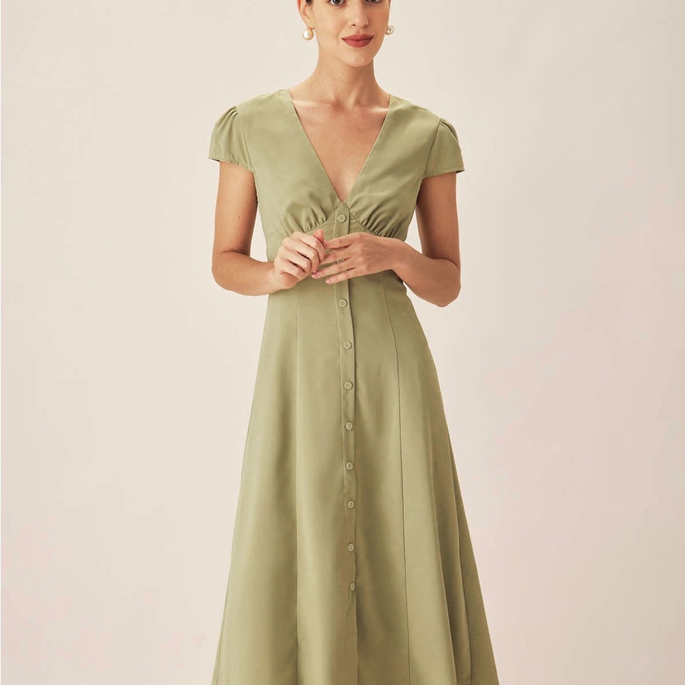RIHOAS Sage Button-Front Midi Dress - Picture 4 of 4